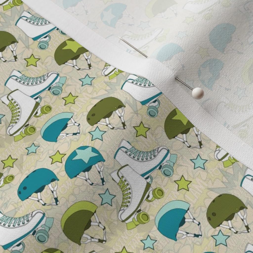 Spoonflower Fabric - Roller Skates Small Sports Derby Skate Printed on Petal Signature Cotton Fabric by The Yard - Sewing Quilting Apparel Crafts Decor