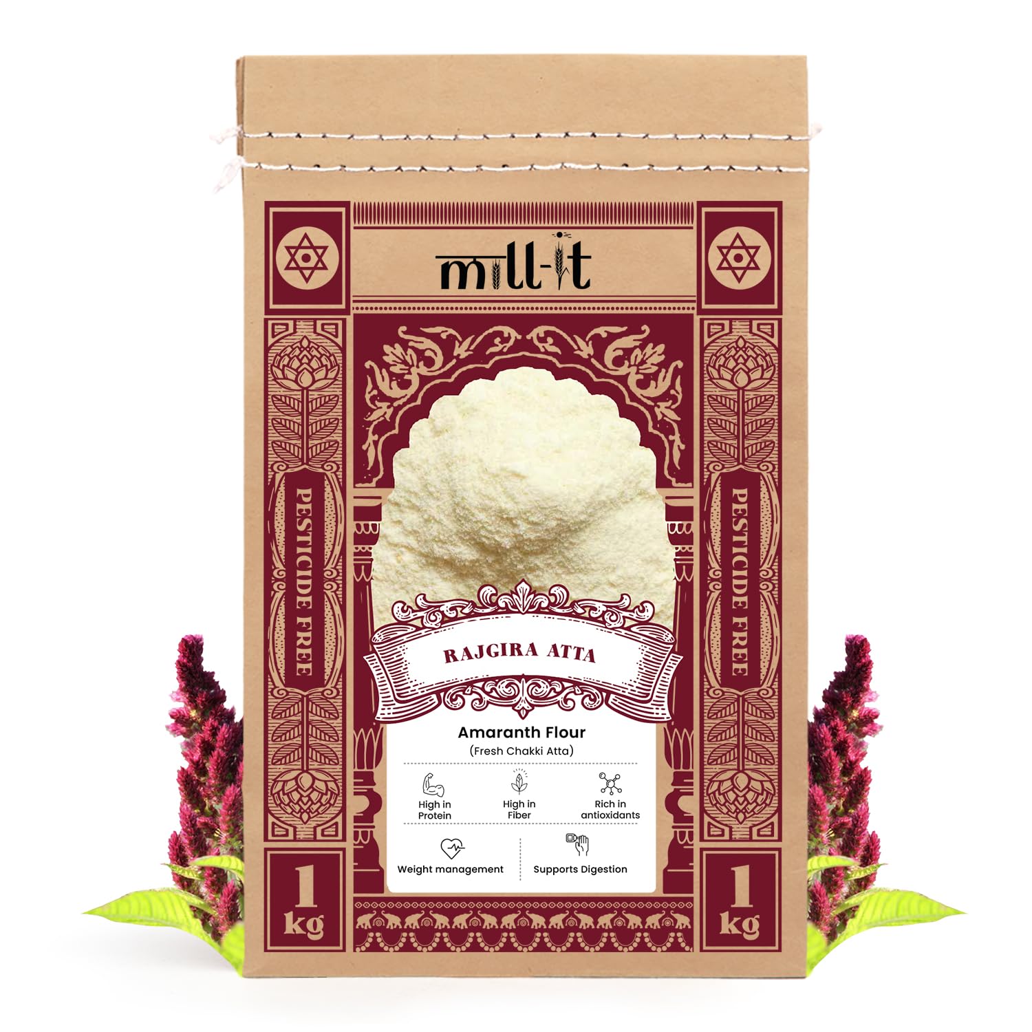 Milled on Order : Amaranth Atta (Rajgira Atta) – 1kg (Pack of 2) | Freshly Milled Within 24 Hours | Nutritious Whole grain flour | Stone-Ground | Certified Chemical-Free | No Preservatives | 100% Whole Grain | Premium Naturally Gluten-Free | Rich in Plant-Based Protein, Calcium, Iron & Dietary Fiber | Supports Bone Health, Boosts Energy & Aids Digestion | Perfect for Nutritious Cheelas, Soft Rotis, Energy Bars & Fasting Snack
