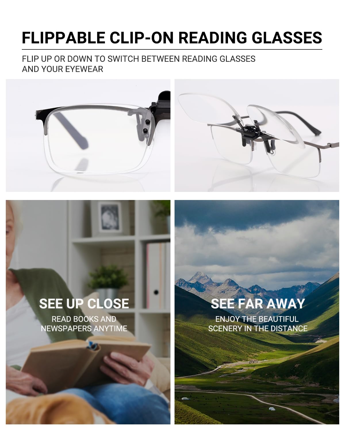 TERAISE Clip-on Reading Glasses, Flip Up Blue Light Glasses - Image 3