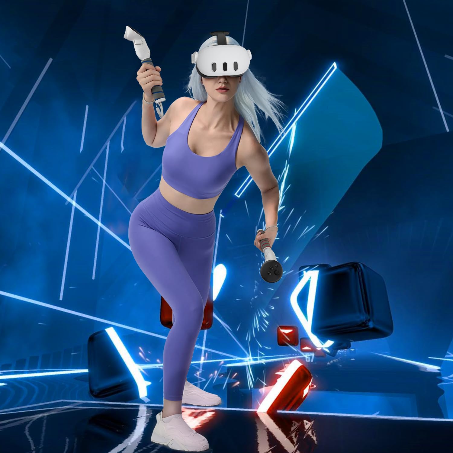 Poignées d'extension à Double poignée pour Manette Quest 3, Accessoires de Manette, Accessoires de poignée VR, pour Jouer à Quest 3 Beat Saber Gorilla Tag Long Arm Handle Extender