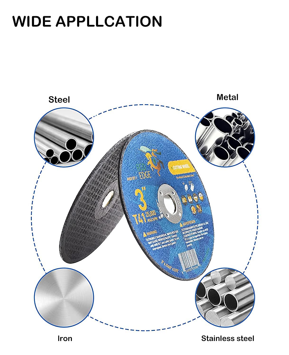 Eco Edge Paquete de 5 ruedas de corte de 3 pulgadas: tamaño 3 x 0.040 x 3/8 pulgadas para molinillo, rueda de corte superior ultra delgada para metal y acero inoxidable, disco de corte doble reforzado