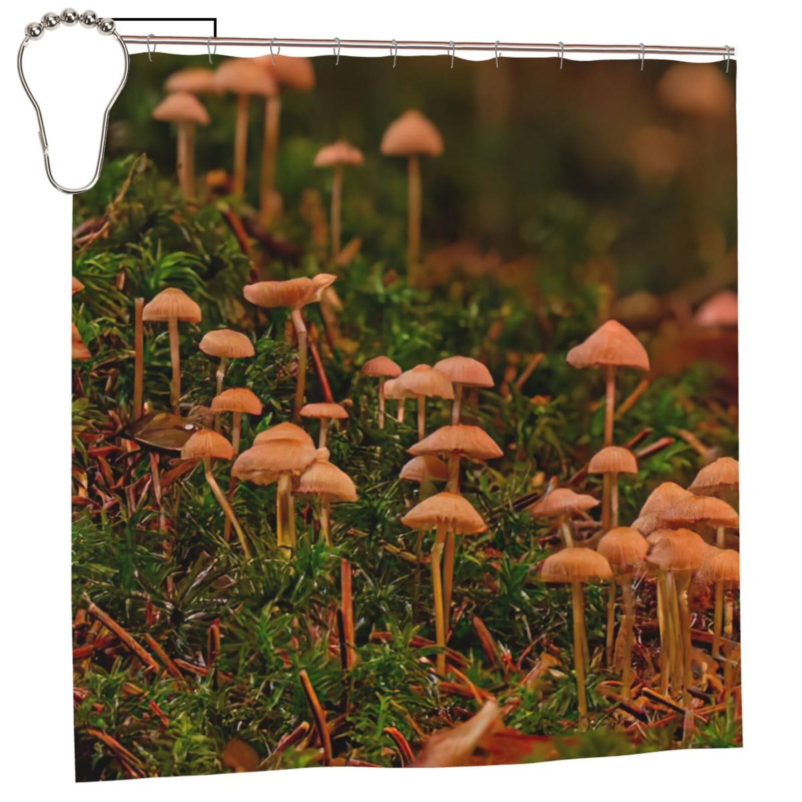 Rideau de douche champignon sauvage idéal pour une salle de bain esprit forêt bohème