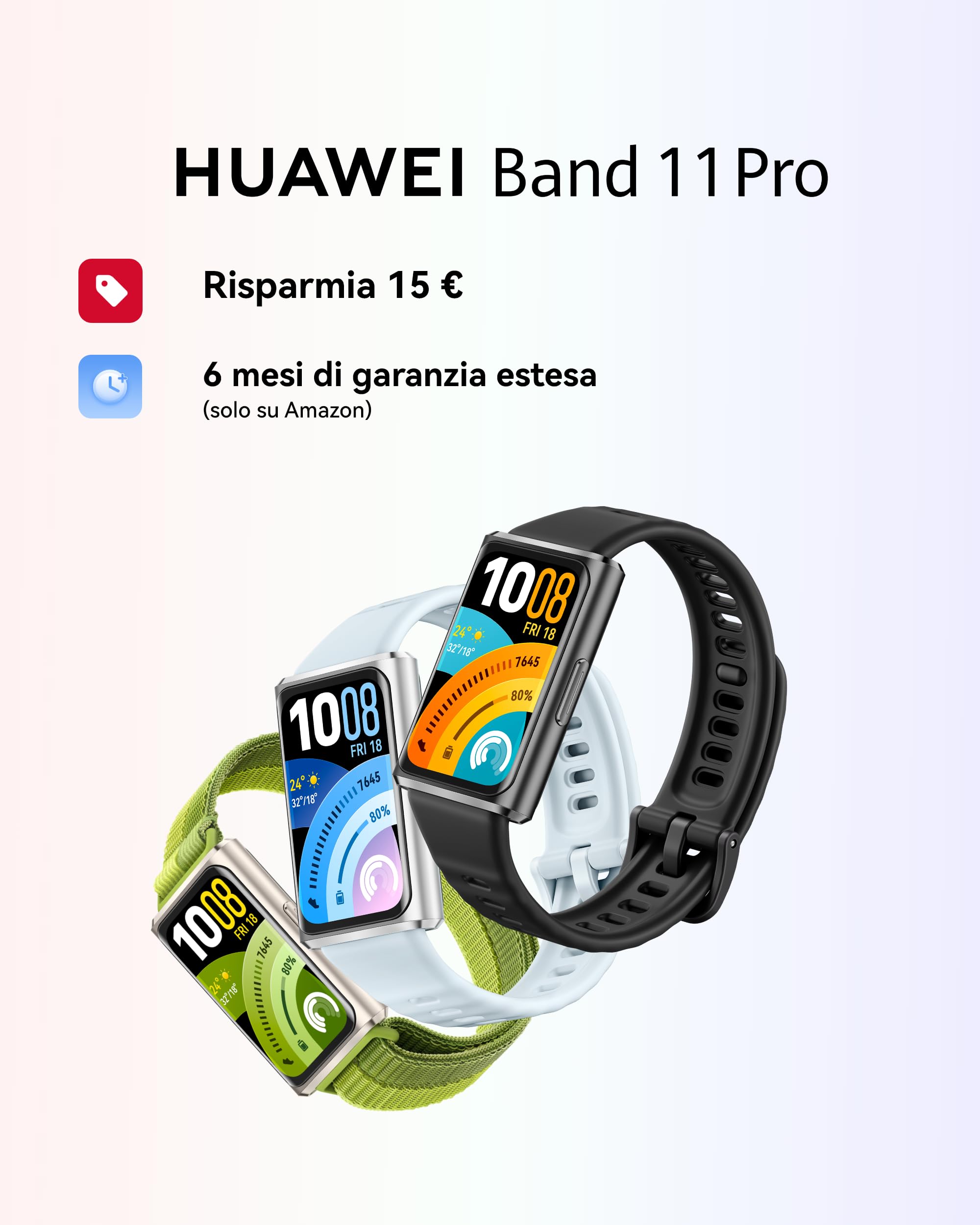 HUAWEI Band 11 Pro Smart Watch, Tracker di Fitness con Precisione GNSS Indipendente, AMOLED da 1.62" ad Alta Luminosità, HRV del Sonno Medio, Tracker di Fitness per il Benessere Emotivo, 5ATM, Nero