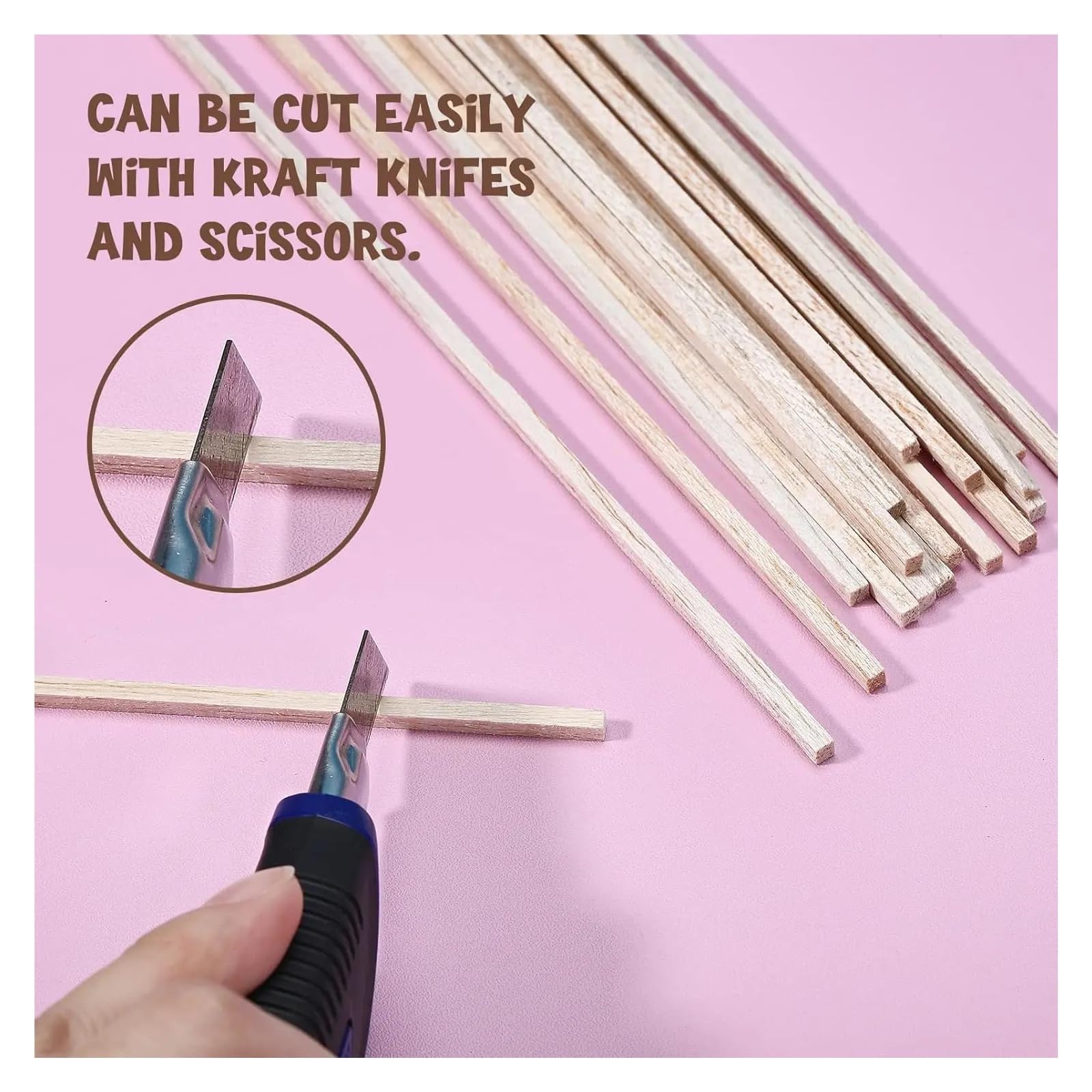 100er-Pack quadratische Dübel aus Balsaholz for DIY-Bastelarbeiten an Puppenhausmodellen