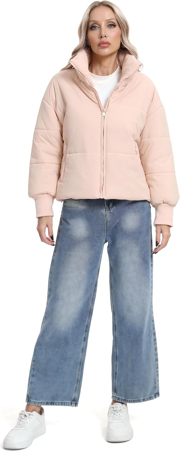 BenBoy Women's Winter Puffer Jacket Short Cropped Padded Baggy Crop Warm Quilted Jackets Short Casual Outerwear Coats - Image 6