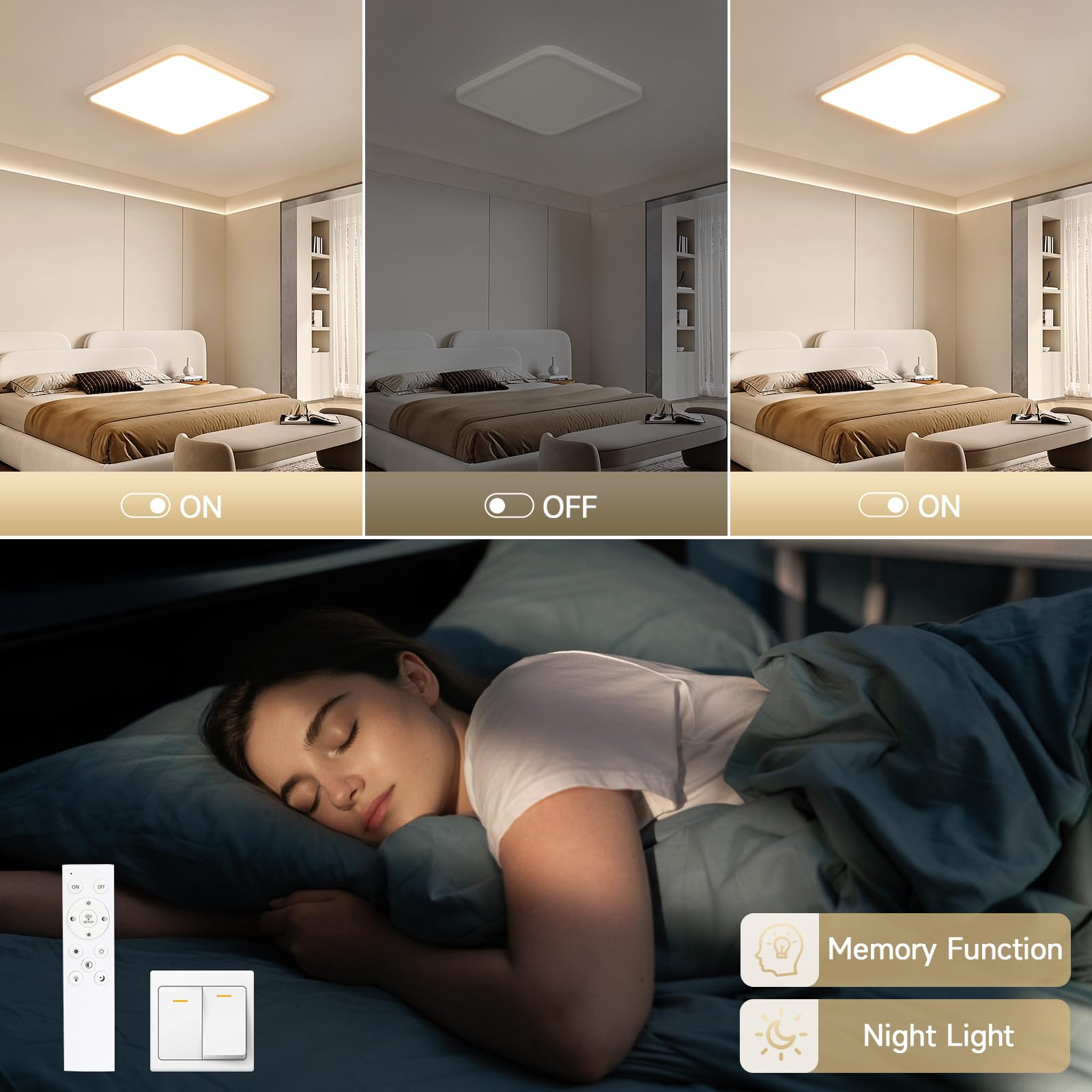 OTREN Lampa sufitowa LED ściemniana 50 cm, biała 3000-6500 k