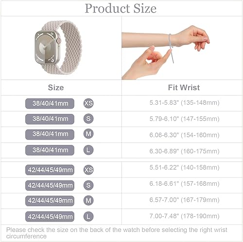 Miniatura 4 de Shalila Correa elástica trenzada Solo Loop compatible con Apple Watch Band de 1.496 pulgadas, 1.575 pulgadas, 1.614 pulgadas, 1.654 pulgadas, 1.732