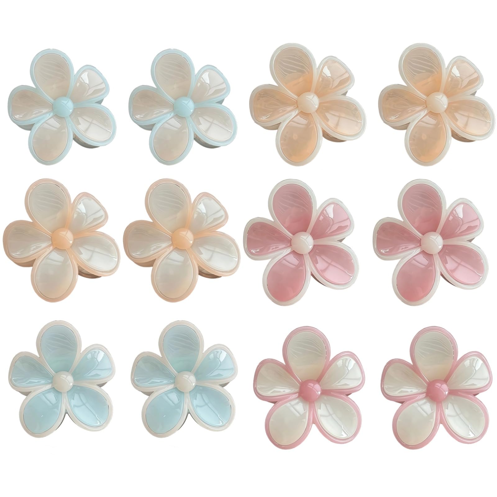 12 Stk. Haarclips, Candy-farbene Haarklammern für Damen, mit Blumenmuster, als modisches Geschenk, für Strandtage und Alltag, farbenfrohes Haaraccessoire im Set, für verschiedene Frisuren