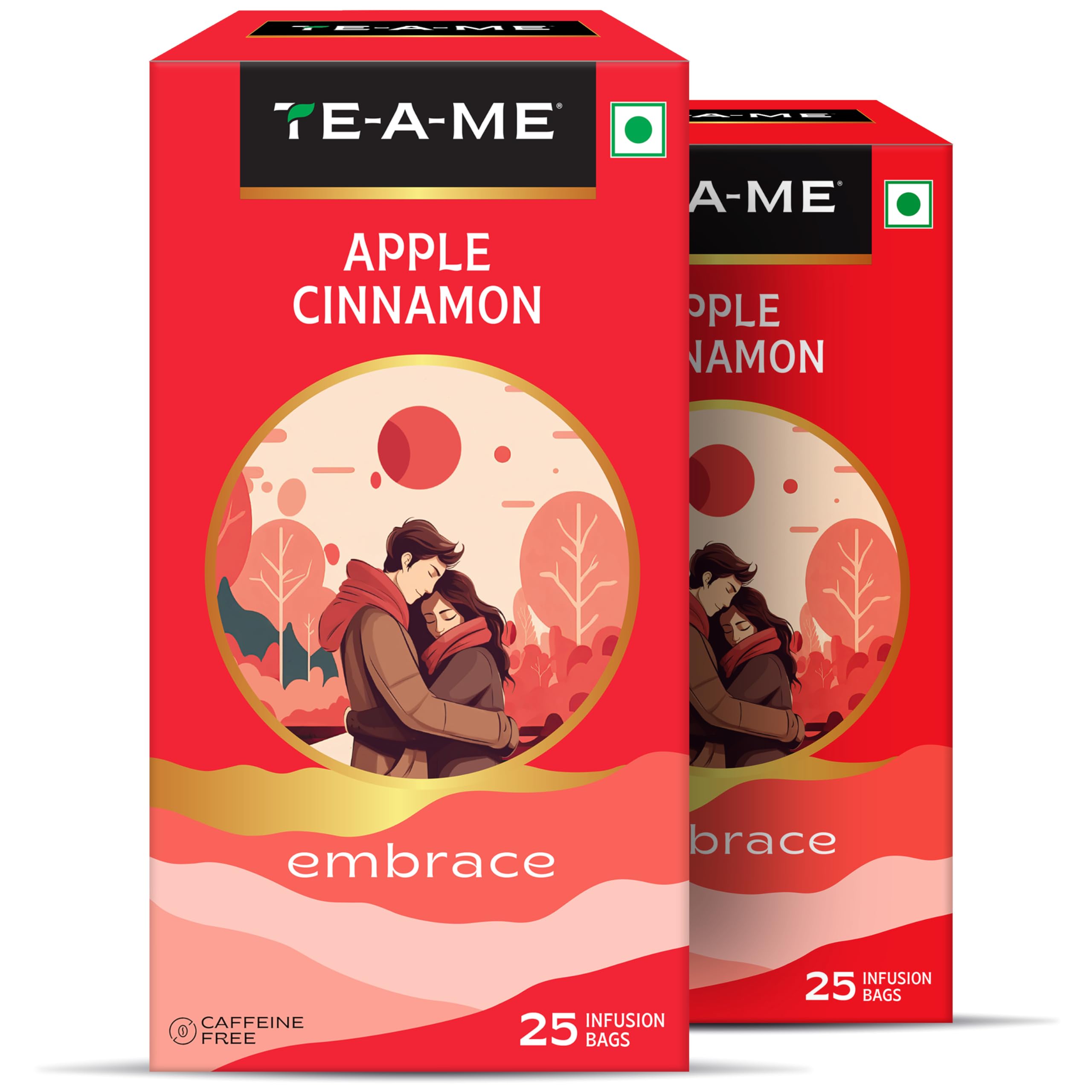 Apple Cinnamon Tea, 25 Bags (Pack of 2) | Fruit Tea Bags | Caffeine Free | 50 Tea Bags