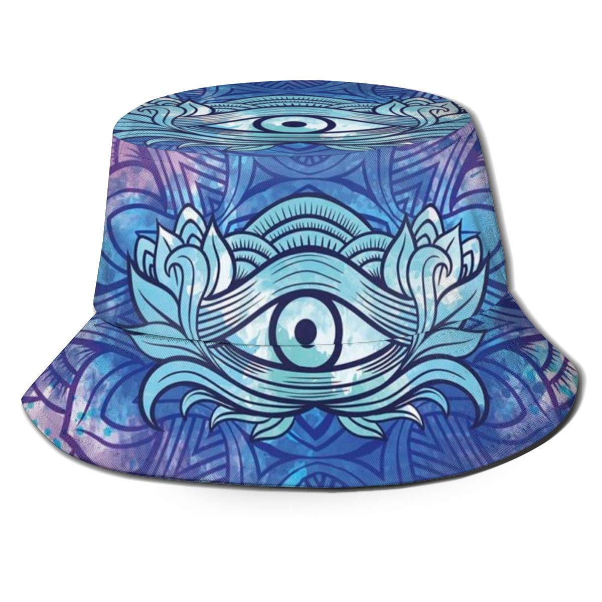 Bucket Hats Third Eye with Hand Drawn Mandala Vivid Colors Aura 