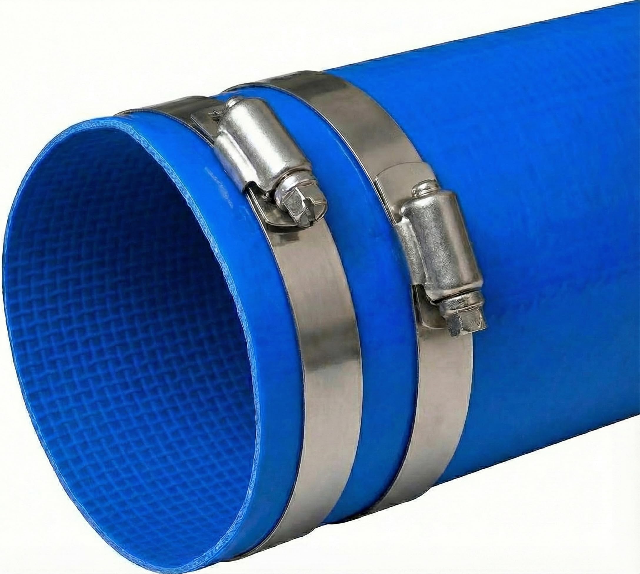 25 Metre (82.0ft) x 102mm (4") Lay Flat Hose Pipe + Hose Clips Blue