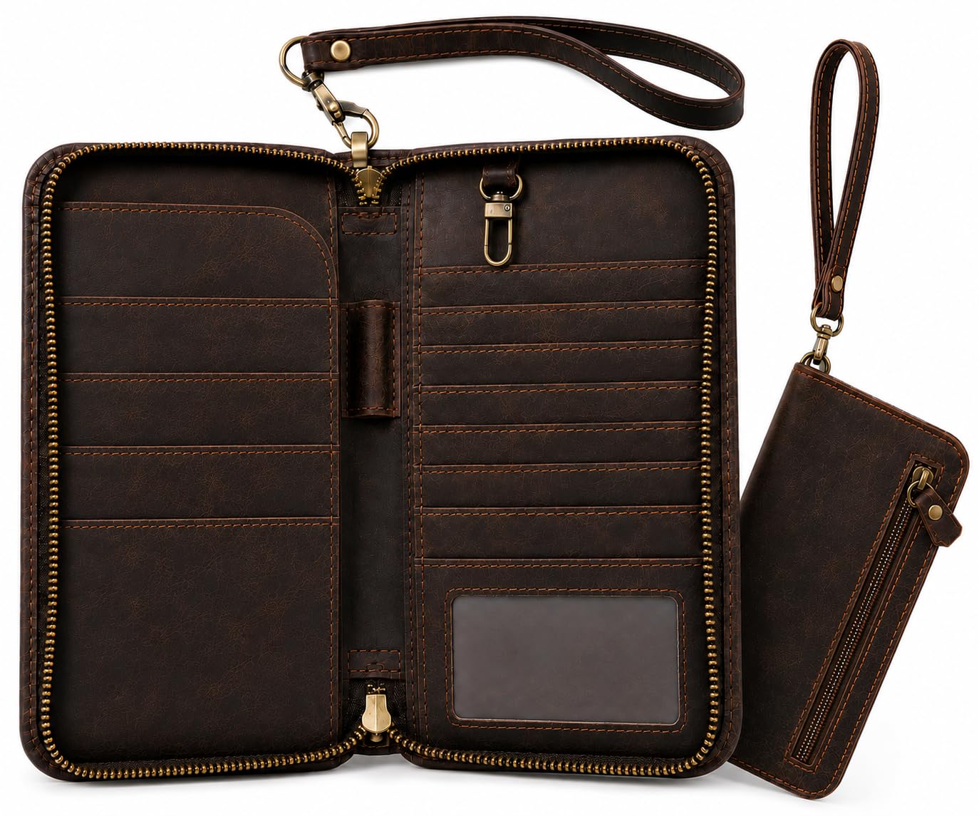 TheAntiq Reisepasshülle aus echtem Leder für Damen und Herren – Reisedokumenten-Organizer mit Kartenfächern, Reisepasshülle aus braunem Leder, Standard Leather Passport Holder Wallet, Reisepasshülle