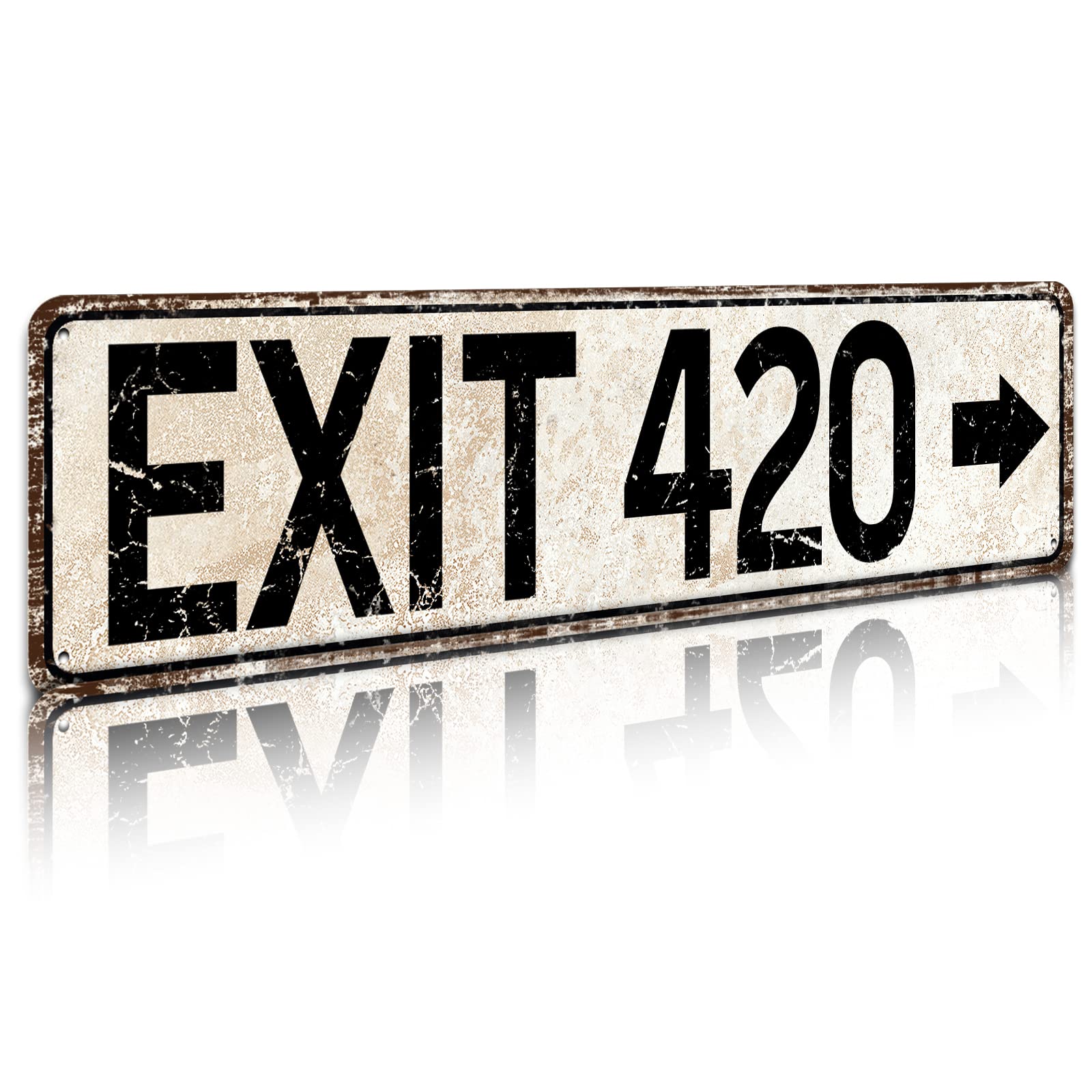 Vintage Metal Tin Sign for Trippy Room Decor,Retro Exit 420 Street Signs Cool Grunge Accessories and Decorations 4x16 Inch