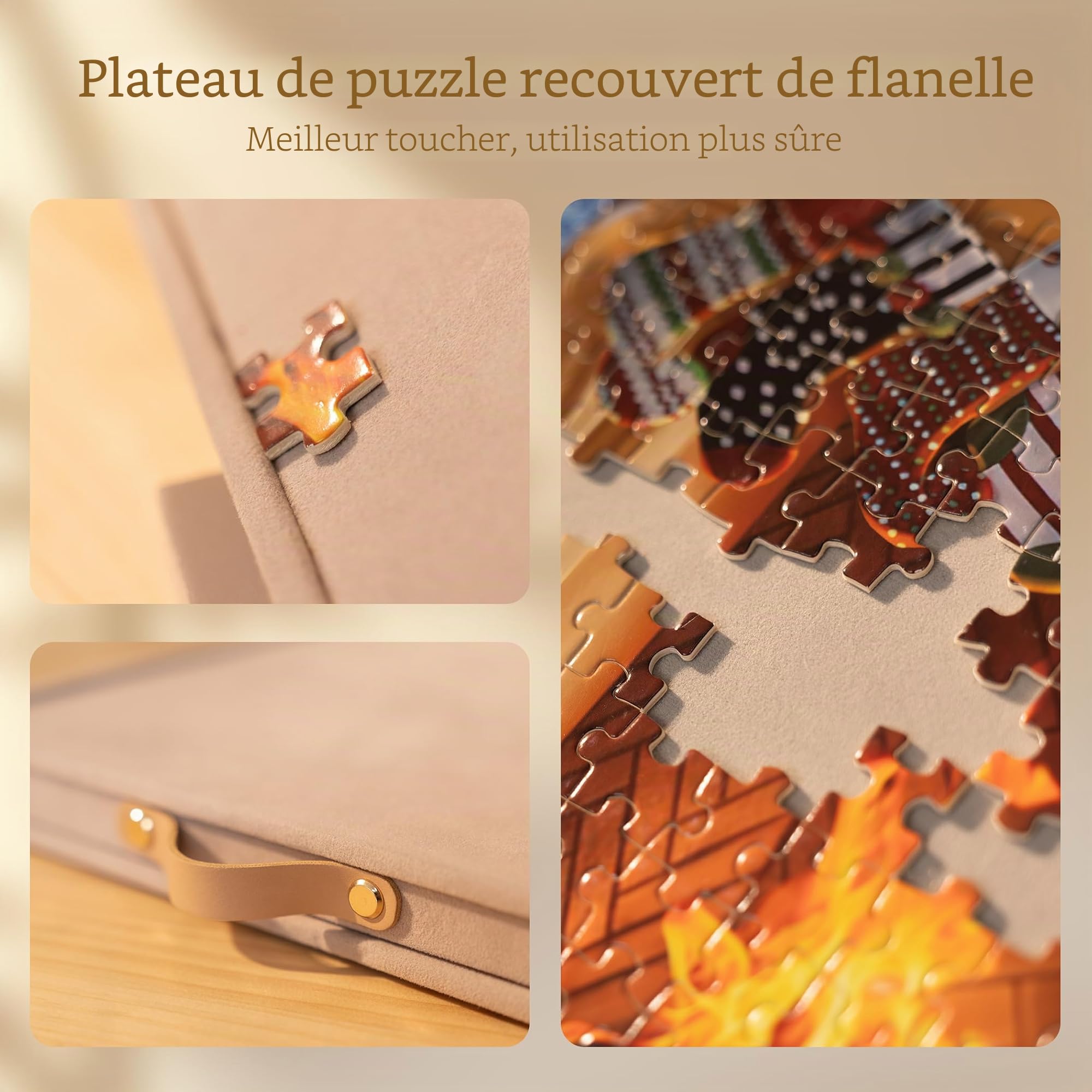 Lavievert Planche de puzzle entièrement inclinable recouverte de flanelle avec 6 tiroirs et couvercle, plateau réglable avec support/support pour adultes, table de puzzle portable avec dessus de table