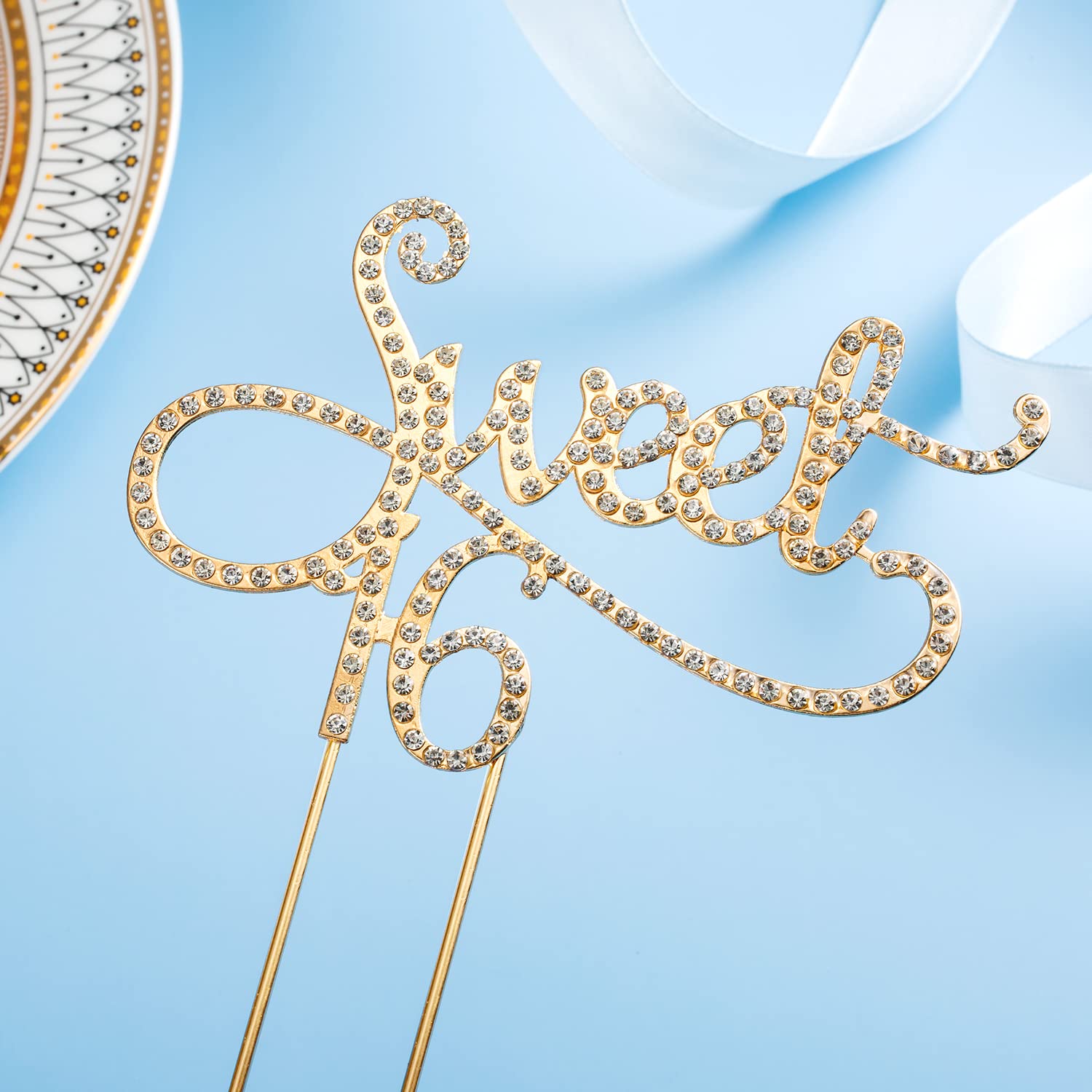 Goldene Torten-Deko Zahl 16 – Mit Glitzer & Strass Für Geburtstag, Hochzeit Oder Sweet 16 Party