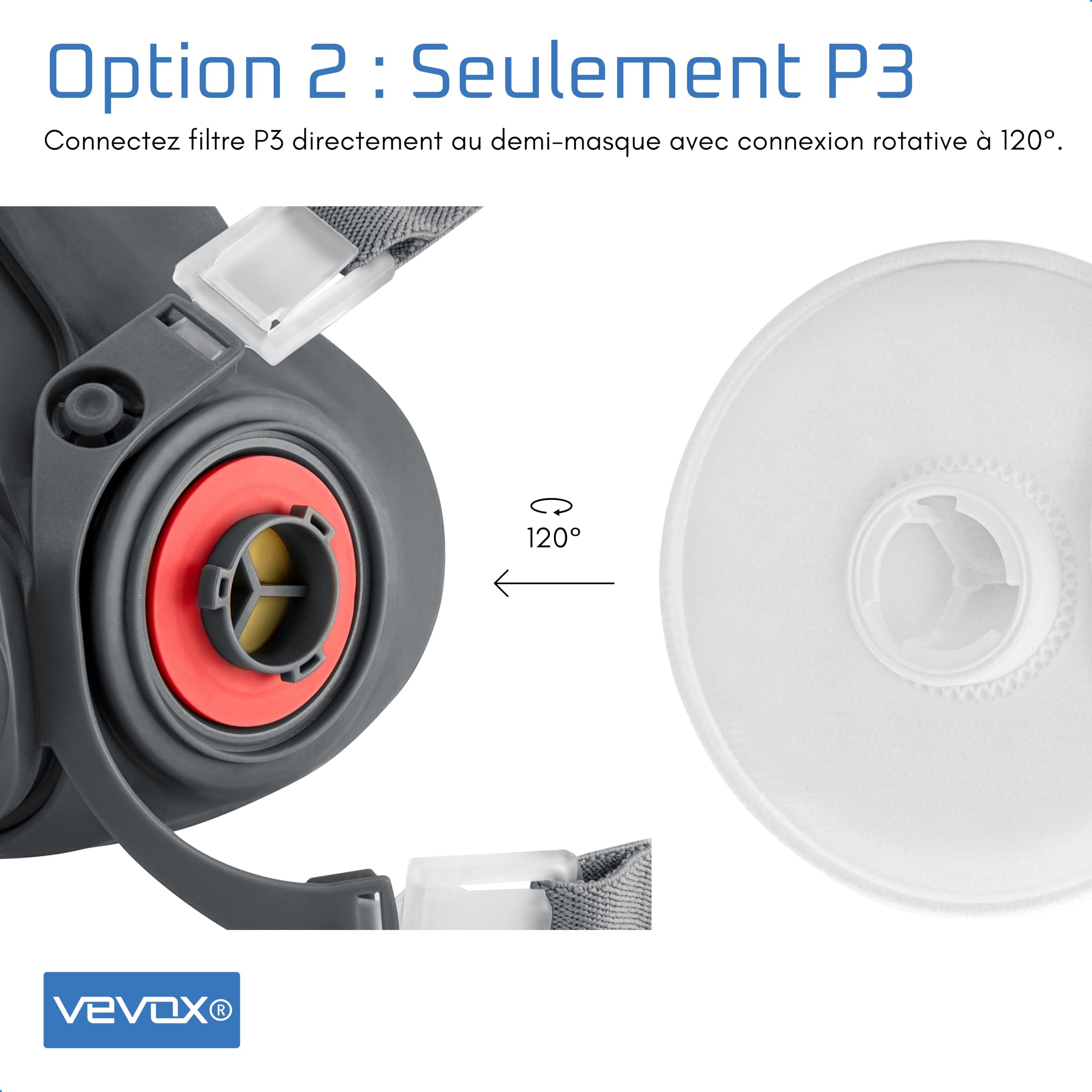 VEVOX® P3 Filtre à Particules en Set de 10 - Protection Contre Les Particules & aérosols - 99,5% d'efficacité de Filtration des Particules & aérosols (0,6μm) - 2 x conteneurs en Plastique Inclus