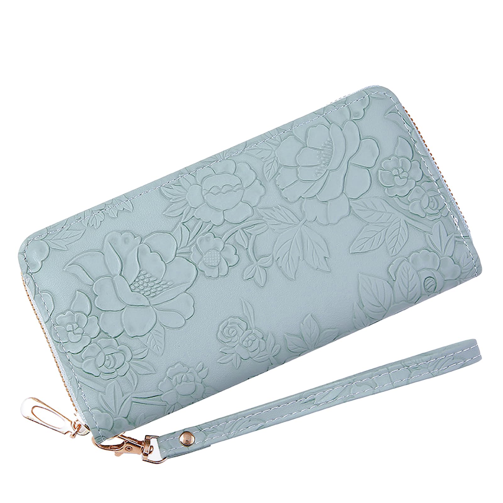 Bakurok Womens Wallet RFID Wristlet Wallet for Women Cute Floral Leather Credit Card Holder Wallet Ladies Clutch Long Purses