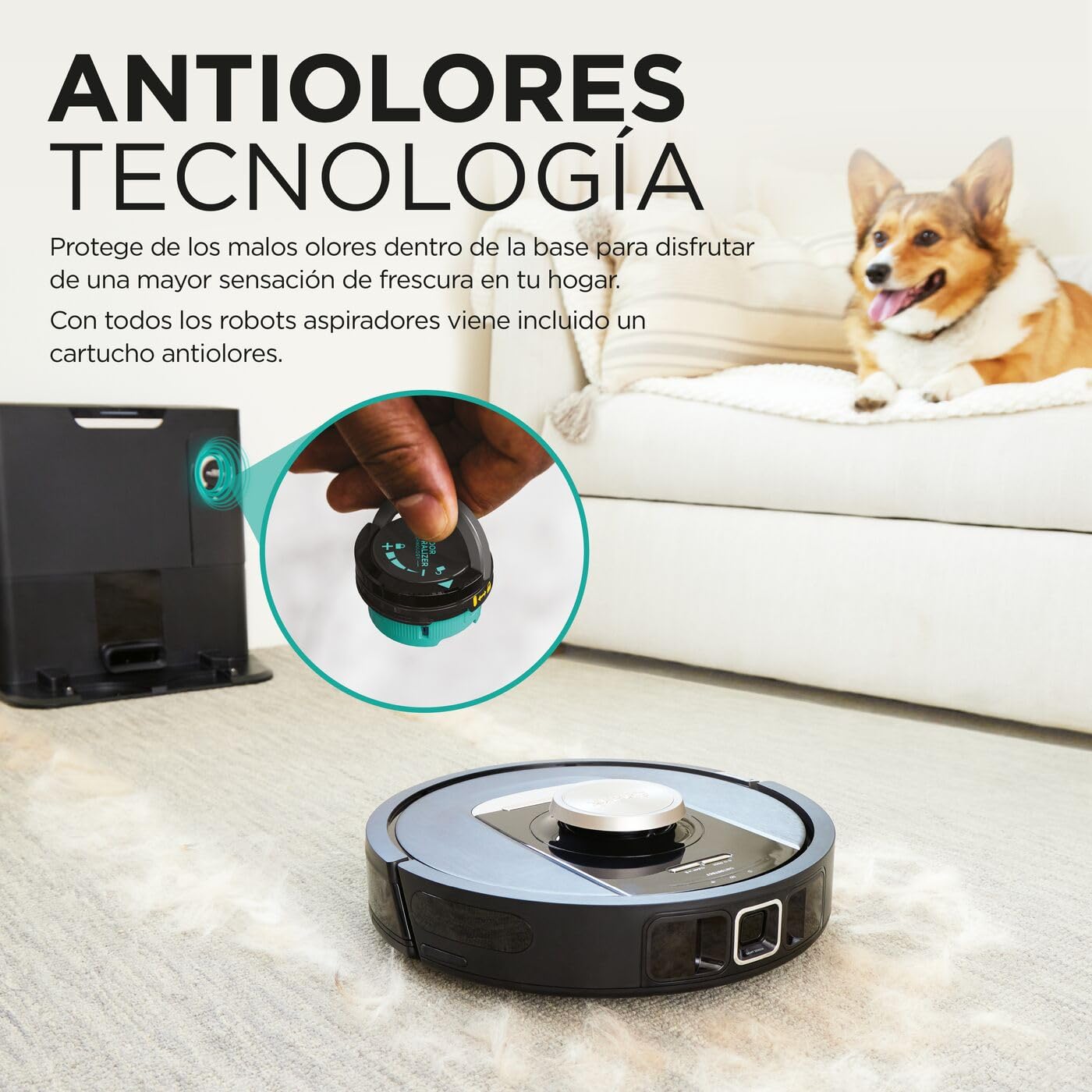 Shark PowerDetect, Robot Aspirador, Vaciado Automático, Negro, RV2820VEEU | Navegación 3D y LiDAR, Base Antialérgenos, Tecnología NeverStuck, para Alfombras, Suelos y Pelo de Mascotas, WiFi/App