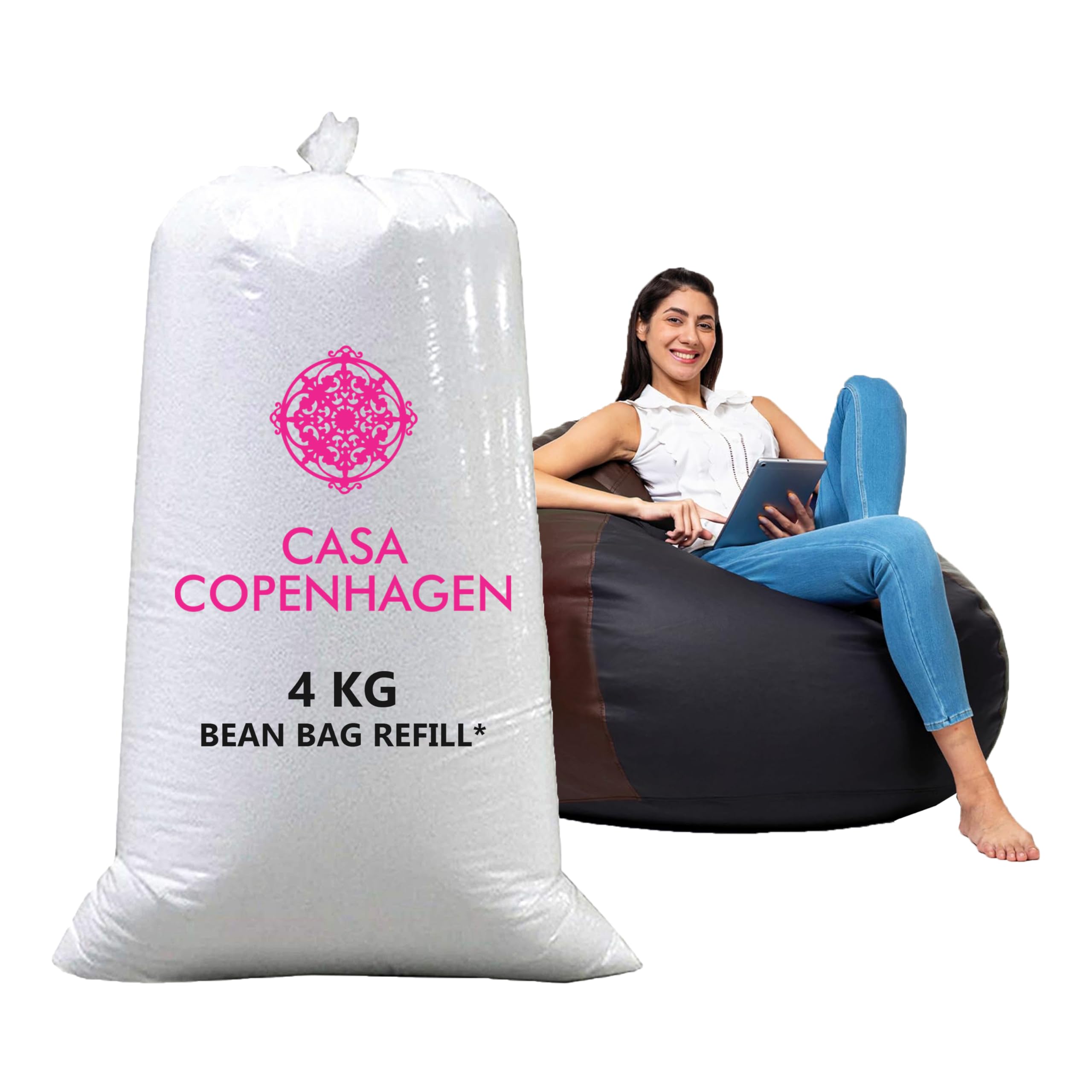 Casa Copenhagen Premium Virgin Grade Thermocol Balls Refill for Pillows, Sofa, Bean Bags, Soft Toys & Beans for Bean Bag Refill 4 Kg (White)-picture-23