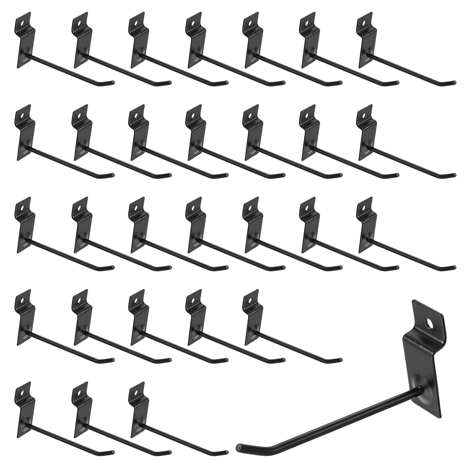 QUARKZMAN 100pcs Ganchos para Panel Ranurado Accesorios de Metal para Panel Ranurado de 4"/100mm Ganchos para Panel de Rejilla de Exhibición Comercial Garaje Supermercado (Negro)