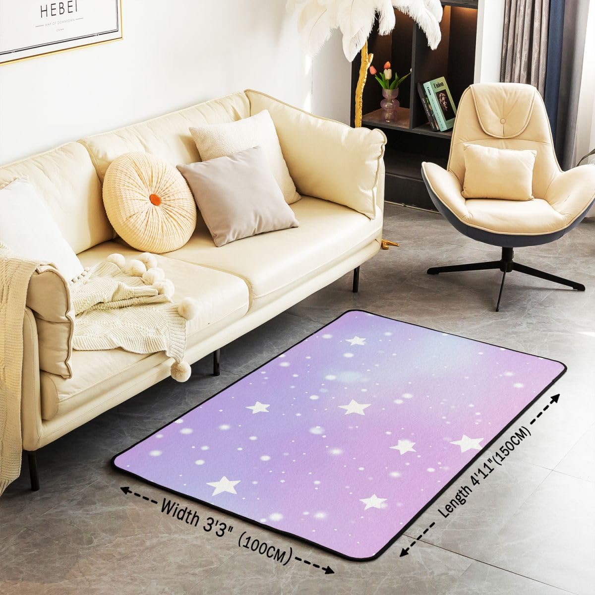 Manfei Sternenhimmel Bereich Teppiche,Sterne Polka Dots Rutschfester Teppich Sternenfantasie Indoor Fußbodenmatte Home Wohnzimmer Dekor,100 x 150 cm