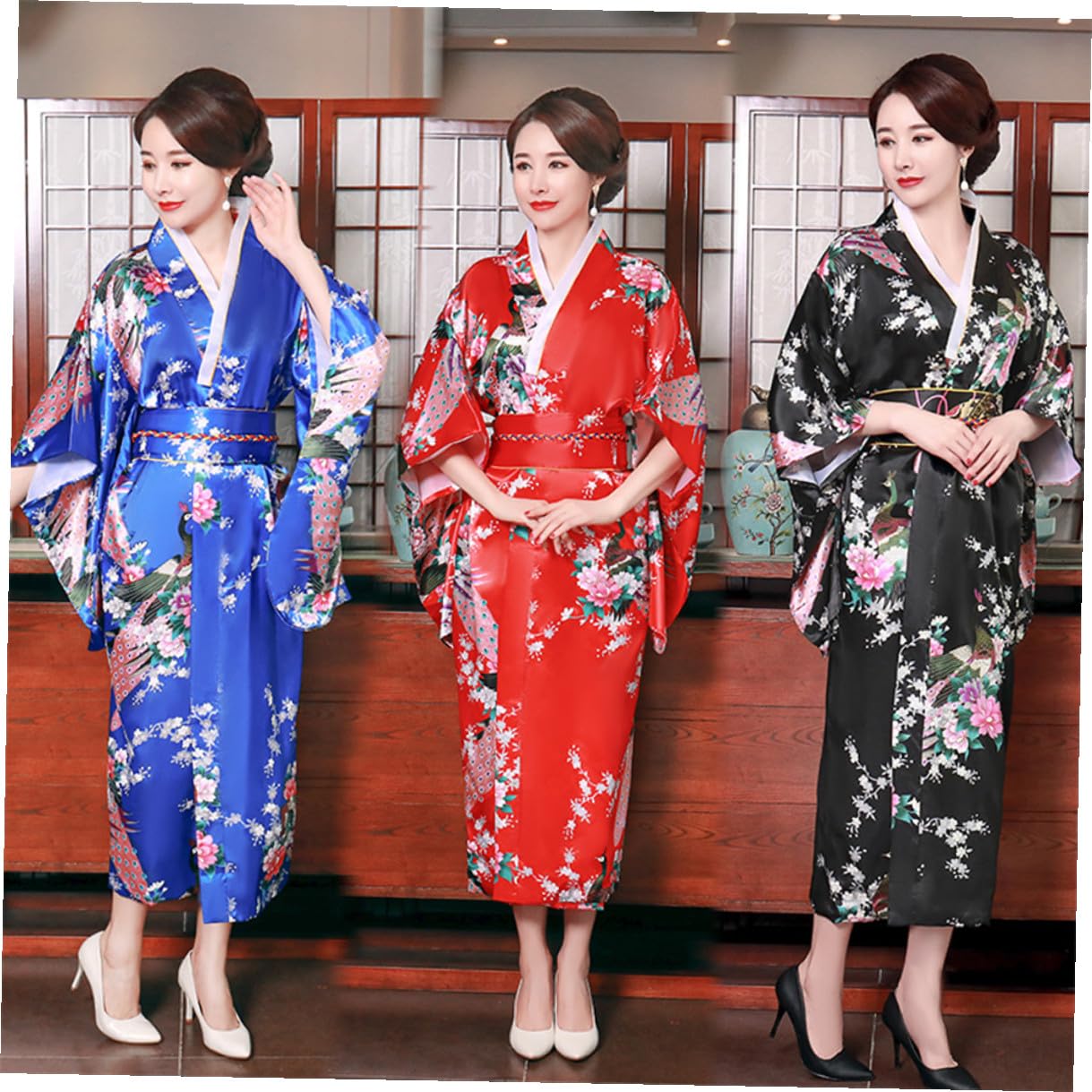 HEMOTON Yukata Japonesa para Mujer Vestido De Baño Tradicional Kimono De Baño Japonés para Fiestas De Tema Asiático Ceremonias De Verano