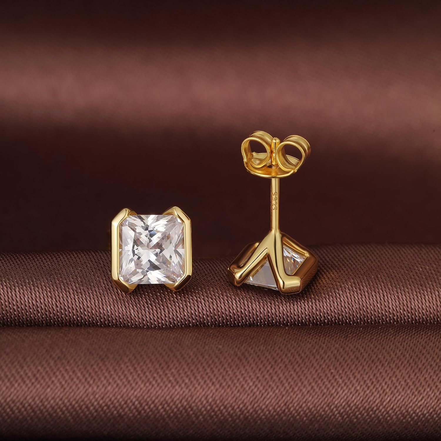 18K White Gold Plated Simulated Diamond Sparkly Stud Earrings 925 Sterling Silver 5A CZ Cubic Zirconia Size Small/Medium/Large Fine Jewelly for Women Men - Image 3