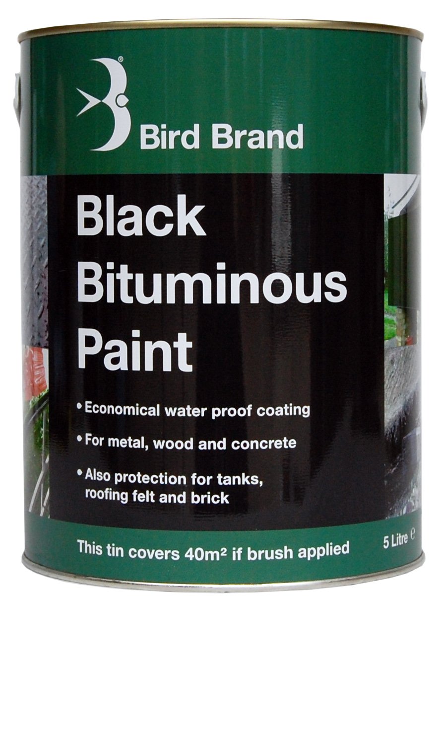 BIRD Brand Black Bitumen Paint - 5 Litre, 416830