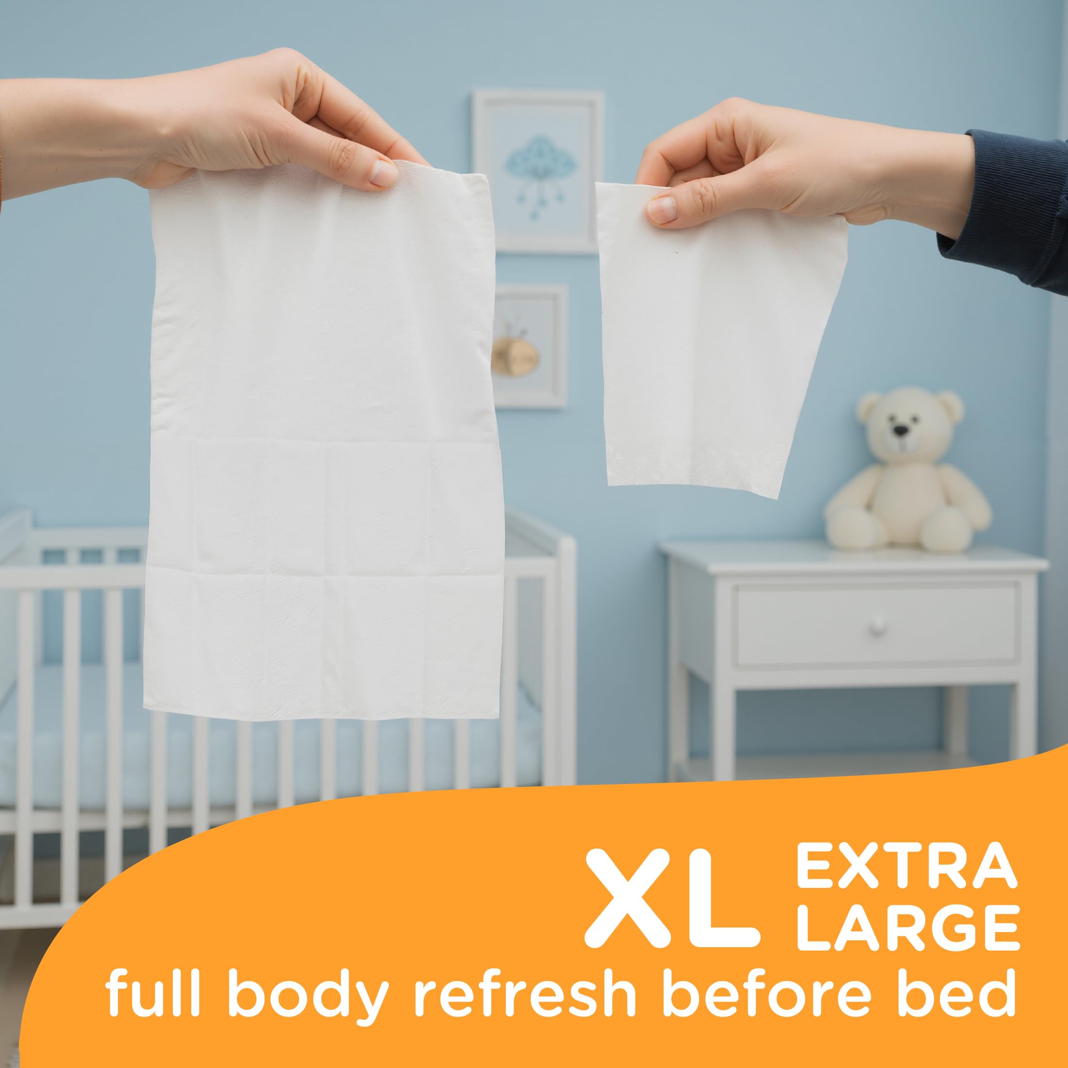 Baby XL Sleepy Wipes - Toallitas extra grandes con aroma a lavanda de 12.5 x 7.5 pulgadas con vitamina E y manzanilla, hipoalergénicas, dermatológicas, cuidado suave equilibrado con pH (50