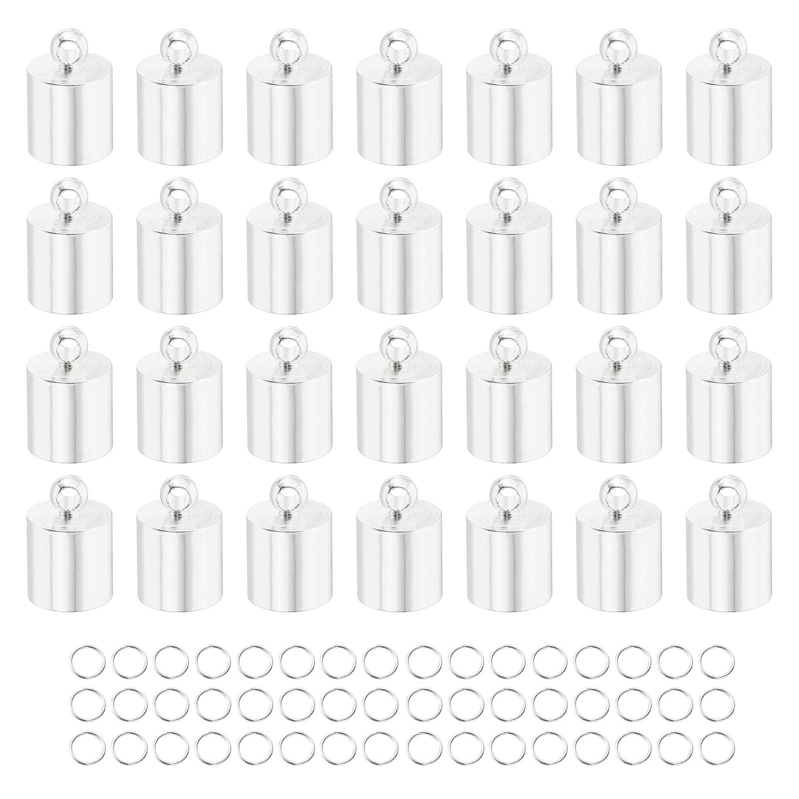 sourcing map Leather Cord End Caps 7.5mm ID Silver Tone 100Pcs