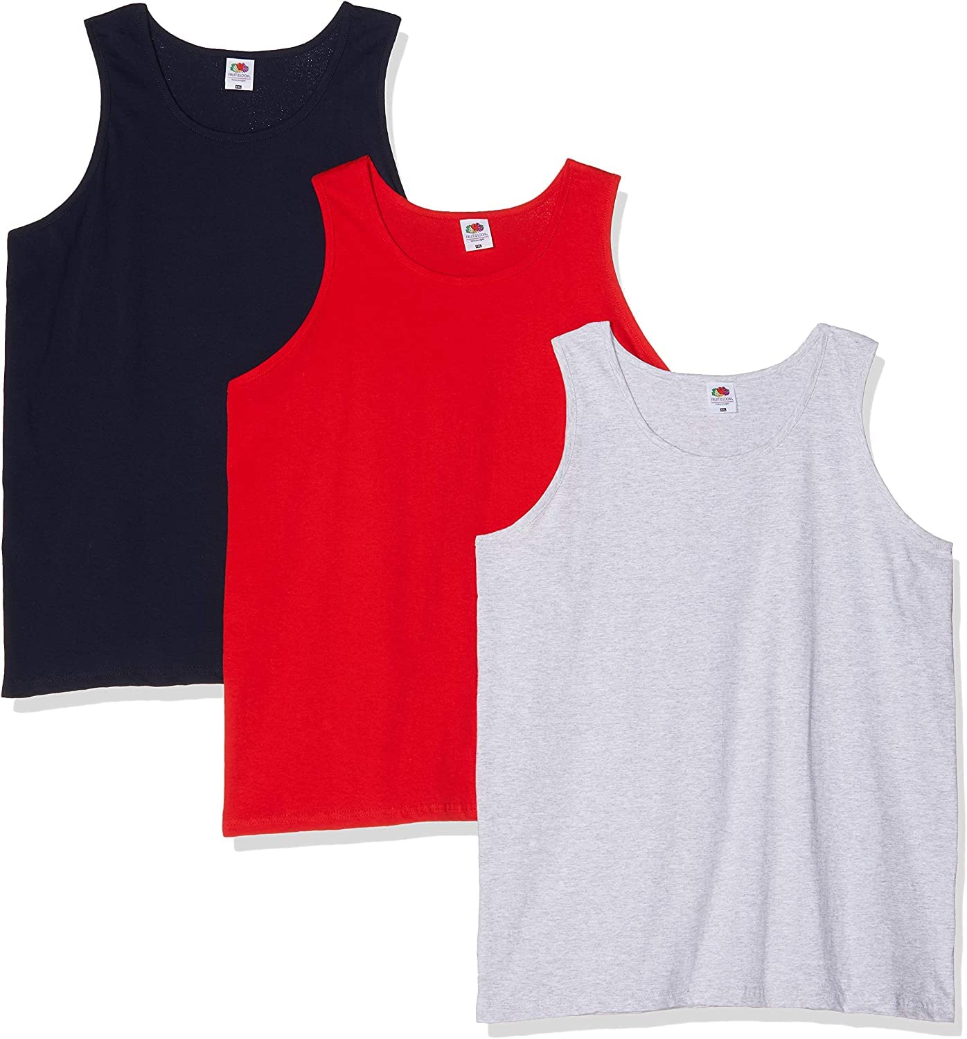Fruit Of The Loom Men's Navy/Red/Heather Athletic Lightweight Vest, 2XL