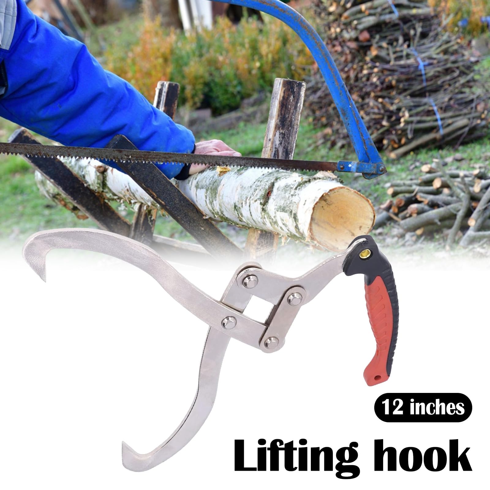 Pinza Per Legno, 12 Pollici Pinza Per Tronchi Gancio Per Sollevamento Tronchi Manuale Per Legno Pinze Forestali Per Tronchi D'Albero Pinze Per Imballare Legno Pinze Per Imballare Da Giardino