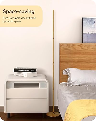 Miniatura 3 de EDISHINE Lámpara de pie LED de esquina, moderna luz delgada y regulable, altura ajustable, lámpara alta minimalista de 57.5 pulgadas para sala de