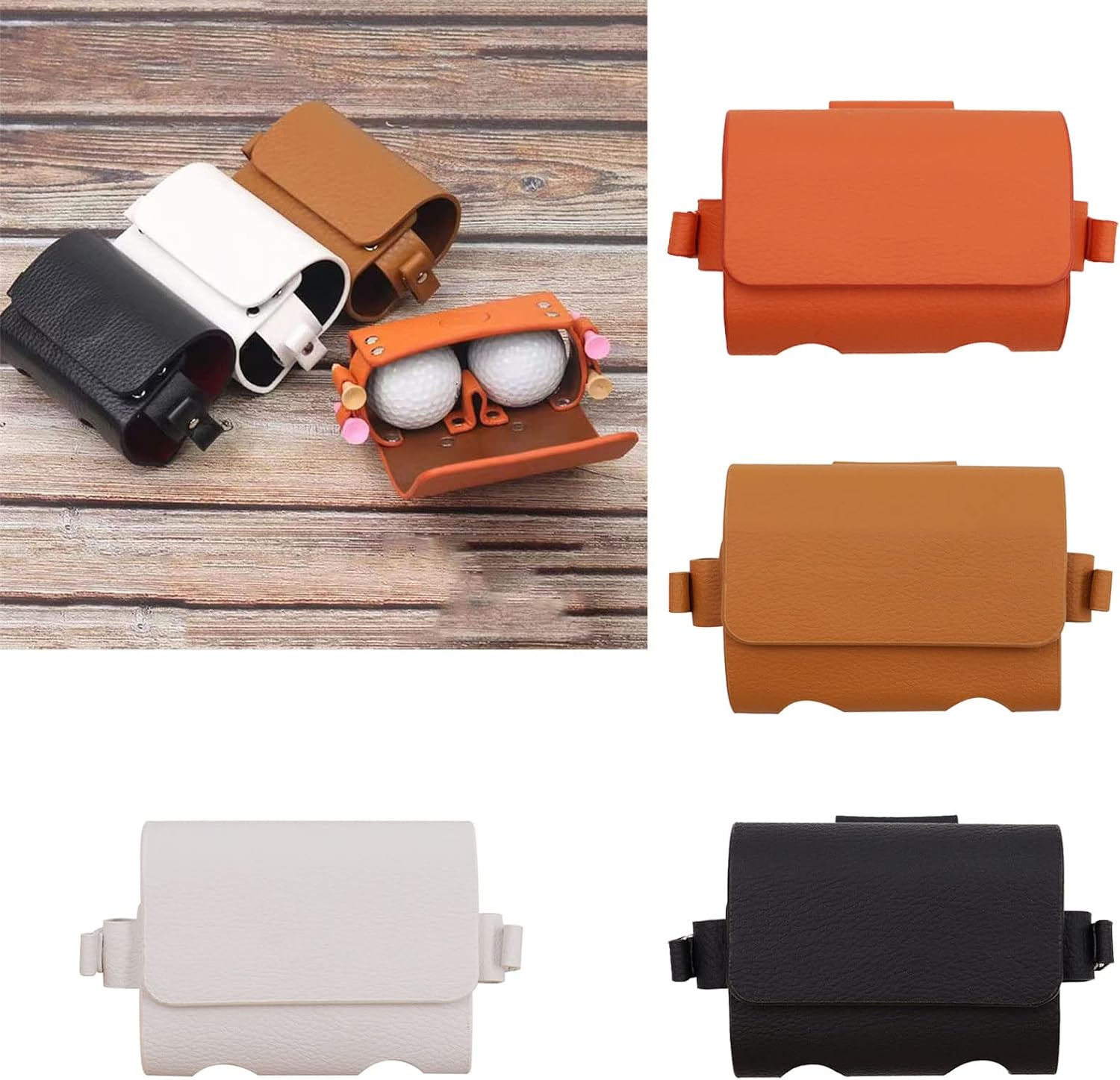 Portable Golf Waist Holder Bag Leather Golf Ball Storage Pouch with Holder Waist Golf Pouch Gift for Men Women Golf Accessories Pouch for Men Women