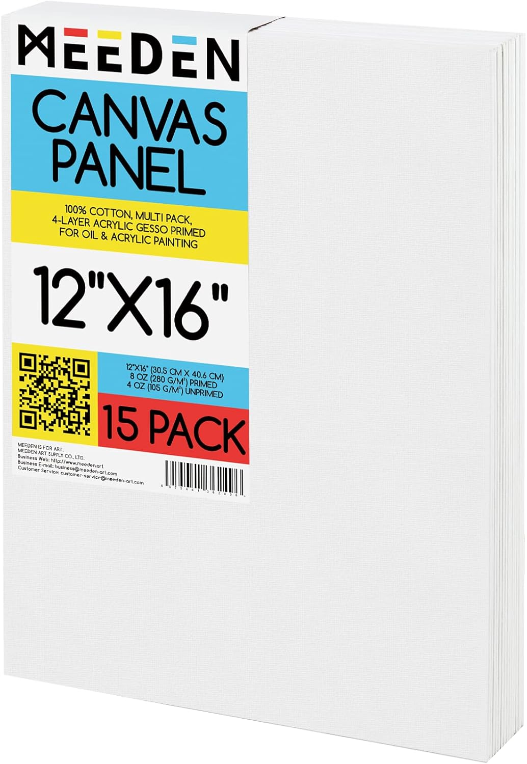 MEEDEN 15Pack Canvas Boards for Painting, 12 × 16 Inches Blank White