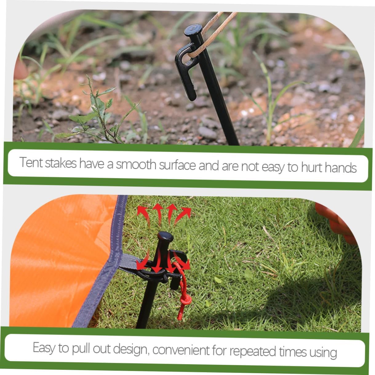 UPKOCH Heavy Duty Tent Stakes Set 8pcs Outdoor Camping Metal Ground Pegs 30cm Black with Storage Bag for Windproof Tent Anchoring