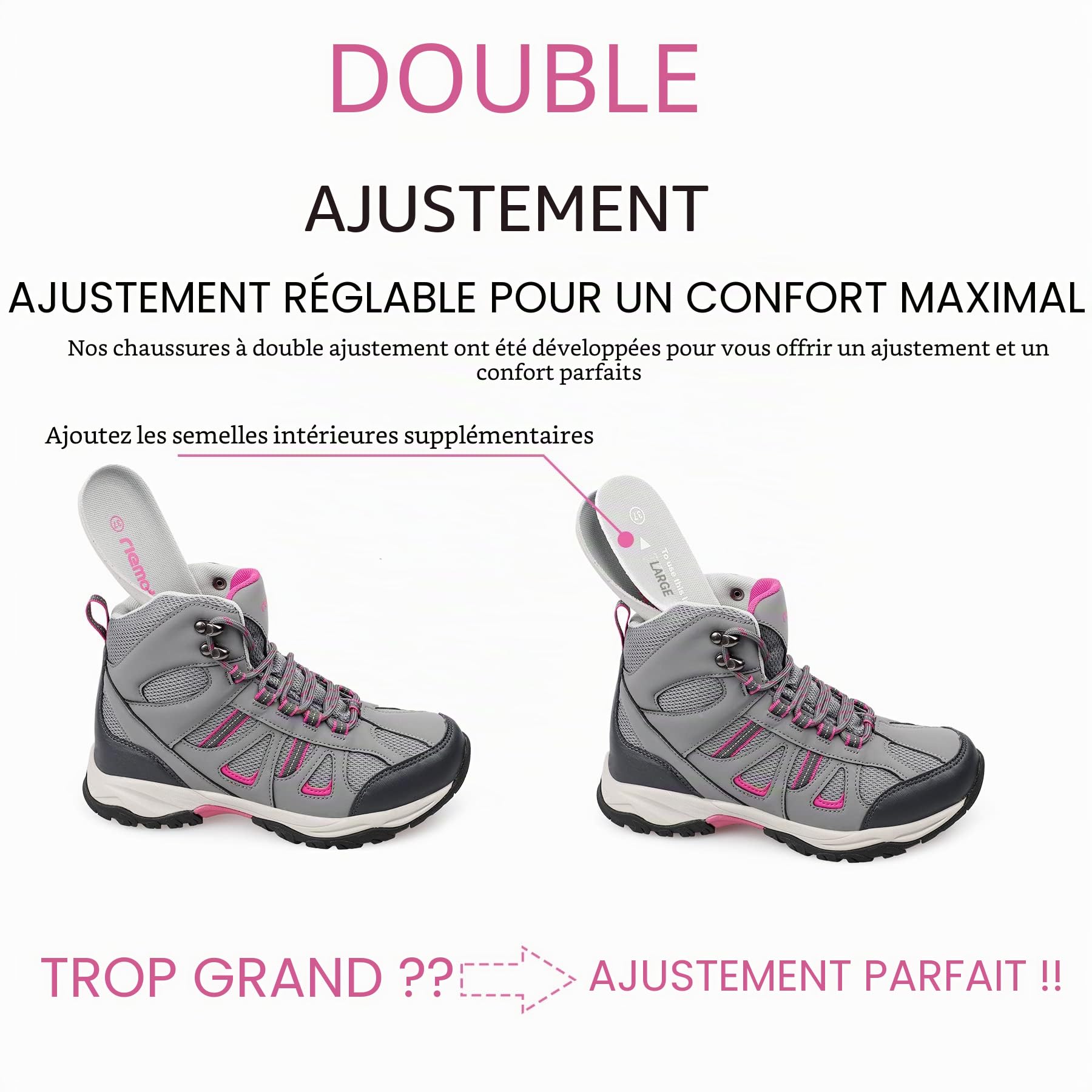riemot Chaussures de Randonnée Femme Imperméables Respirantes Bottes de Montagne Antidérapantes et Confortables pour Marche Sportive