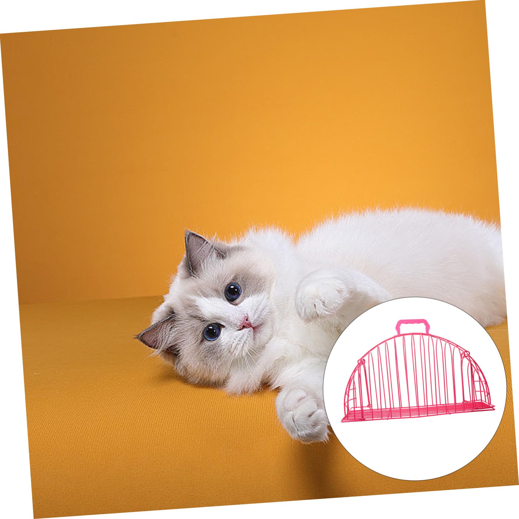 Luxshiny Jaula para Baño de Gatos Resistente Arañazos Jaula de Metal Transpirable para Recorte de Uñas S con Asa para Baño y Cuidado de Gatos Pequeños