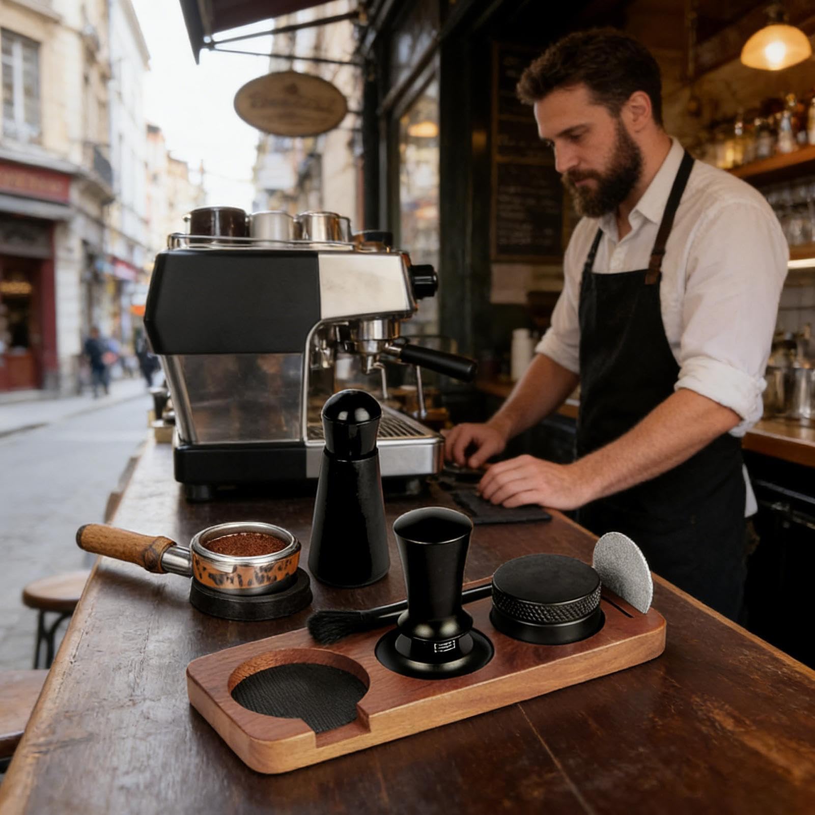 Zestaw do ubijania kawy espresso 58mm narzędzia do ubijania i prasowania | Ubijak do mielonej kawy espresso Do kawiarni, biura, na blat kuchenny, użytku domowego, w kuchni, zastosowa