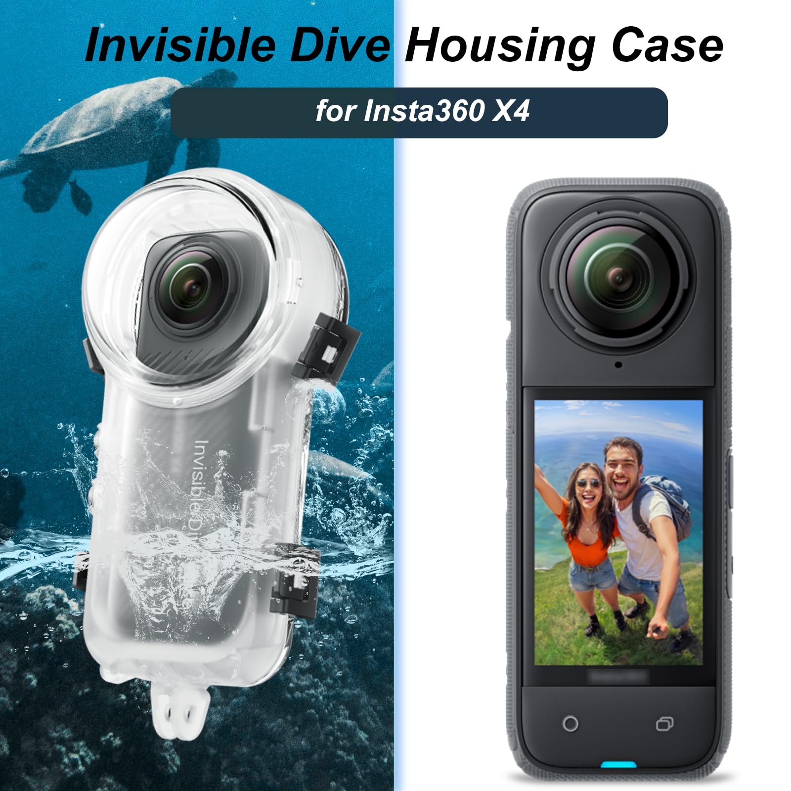 Insta 360 X3 - Custodia per immersioni invisibili, impermeabile fino a 60 m, con accessori per staffa
