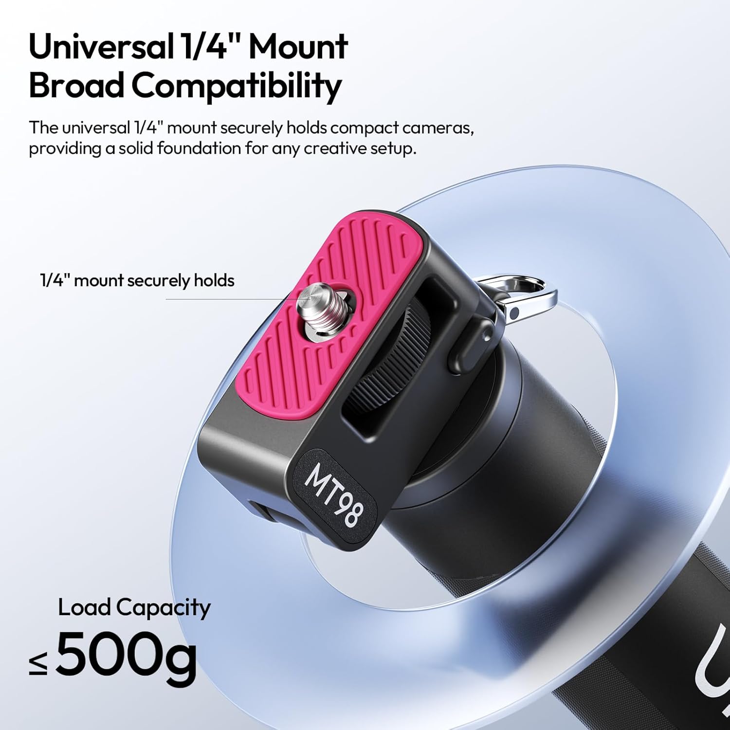 ULANZI MT98 2-in-1 Selfie Stick & Tripod for Action Camera, 1/4'' Mount & Adjustable 180°, 5 Section Extended to 57cm, Load Capacity ≤ 500g, Compatible for Insta360 X5/X4/X3/ONE X2/GO 3s/DJI Osmo 360