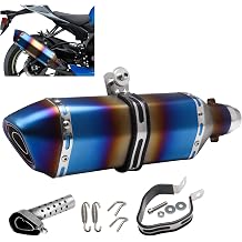1.5-2" Inlet Motorcycle Exhaust Muffler Slip On 400mm Lengthened Universal for Dirt Bike ATV Street Bike 38-51mm Inlet with DB Killer Silencer HTRACING (Grilled Blue)