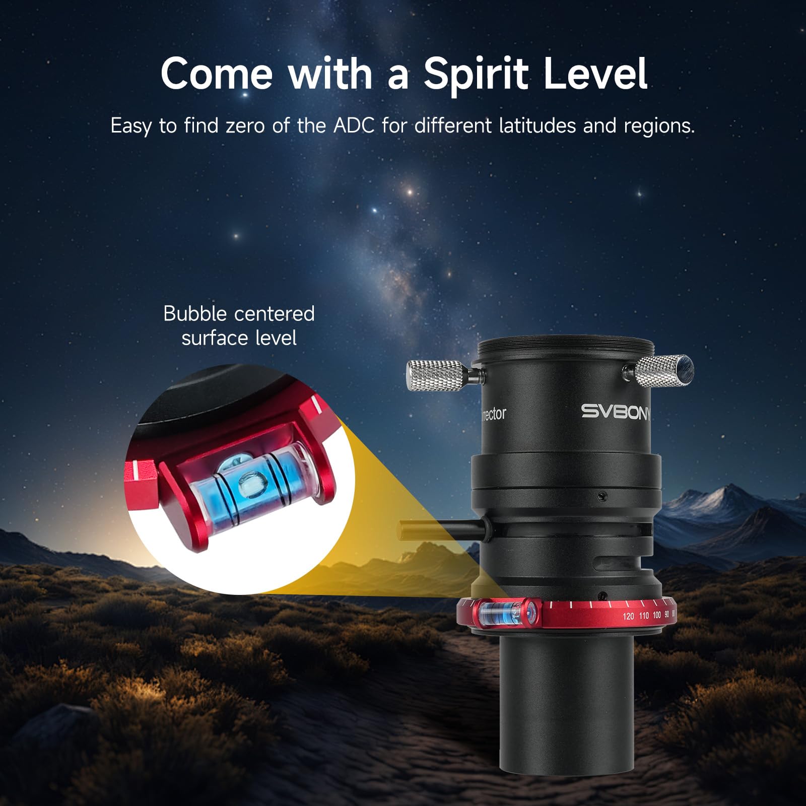 Svbony SV199 Correttore di Dispersione Atmosferica, ADC da 1,25" con Livella a Bolla e Angolo di Deviazione di 2,25° per Astrofotografia