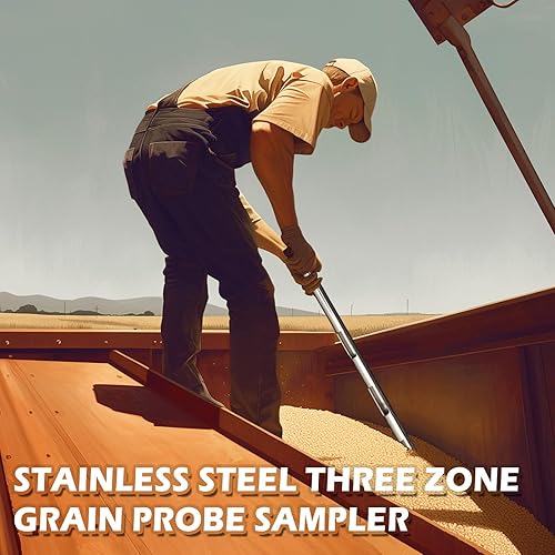 Miniatura 8 de Muestreador de polvo, muestreador de sonda de grano de tres zonas de acero inoxidable, 39 pulgadas de largo x 1 pulgada (3 ranuras)