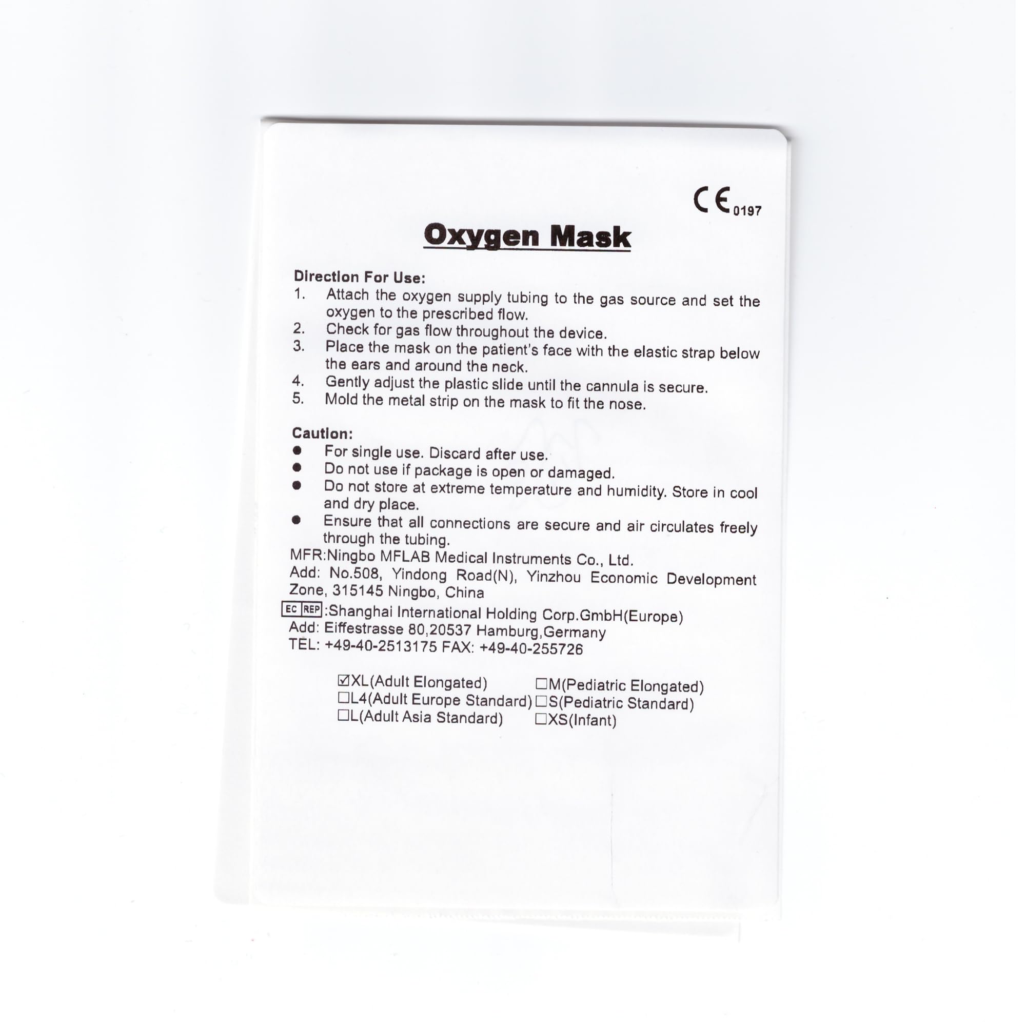 Lot de 3 masques à oxygène