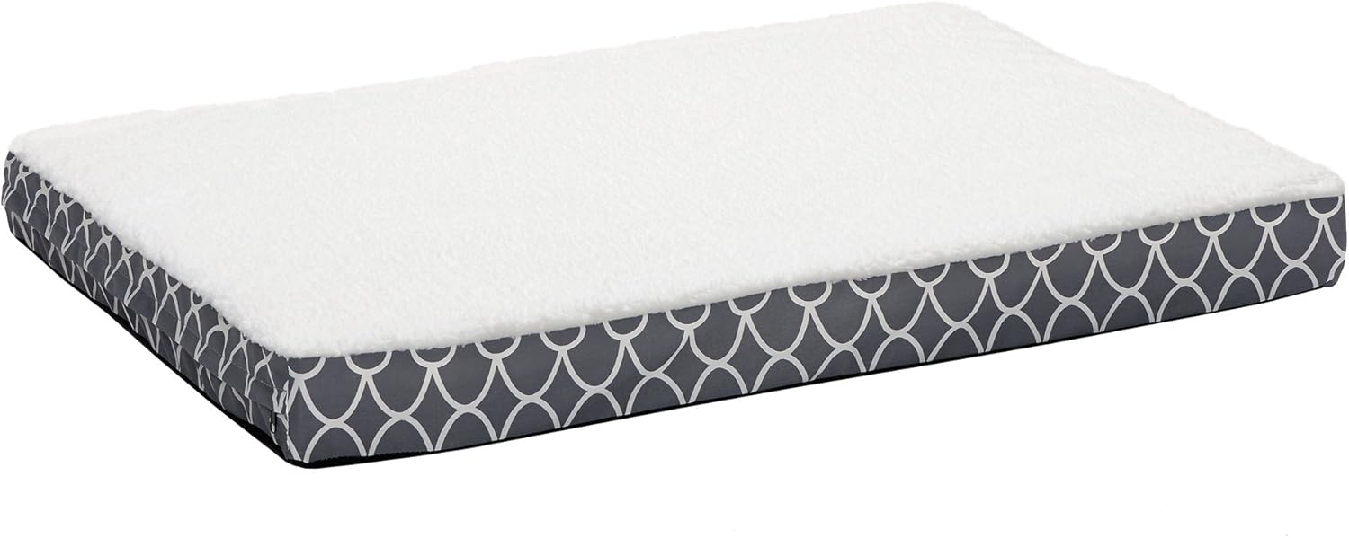 Midwest Homes for Pets Orthopedic Dog Bed w/Removable Dog Bed Cover ft. Teflon Fabric Protector, Large Dog Breed, 30 x 40 Inch, Gray/White Geometric Pattern