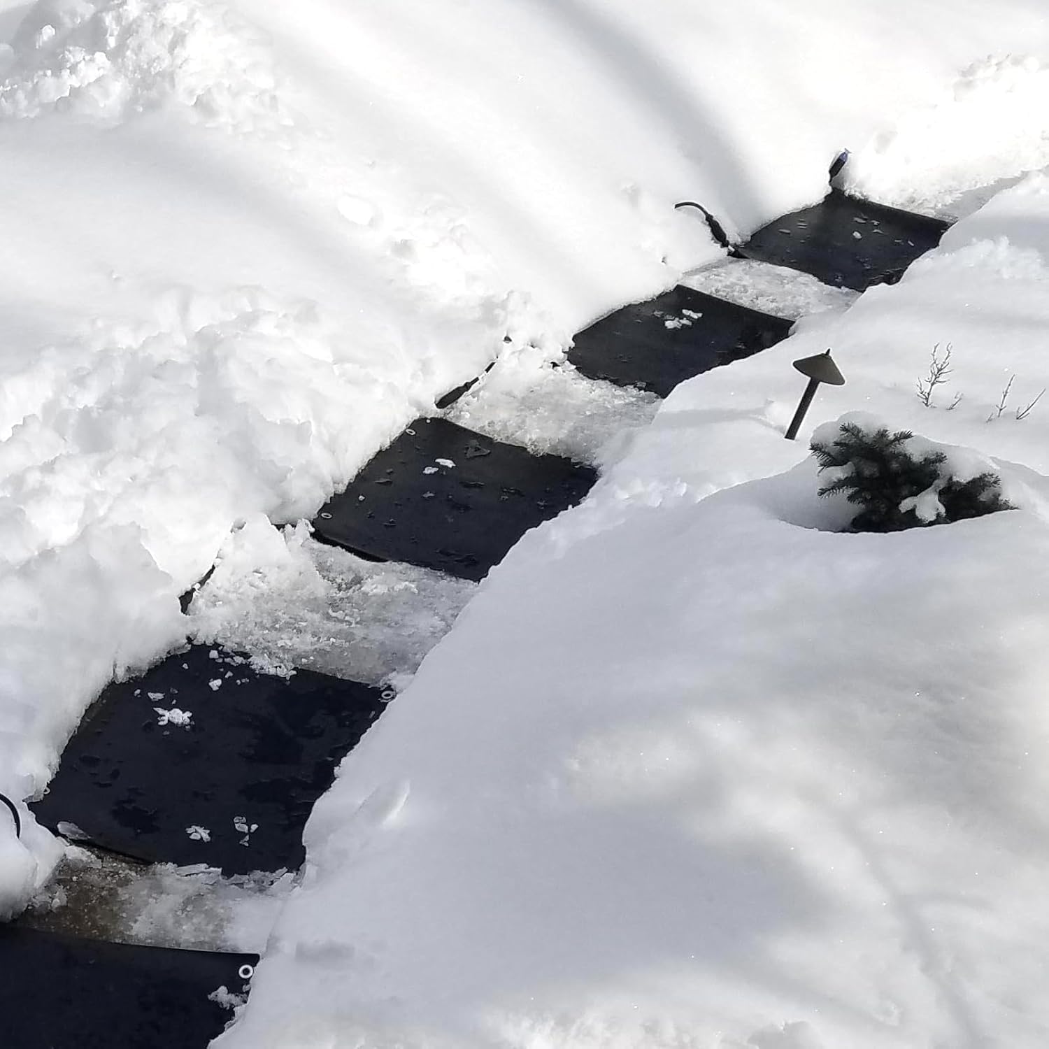 MEASUREMAN Snow Melting Mats 20 x 60 Inch 3PCS, Rubber Heated Mat for Walkways, Sidewalks with Anti-Slip Surface, GFCI Leakage Protection Plug