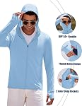 COOFANDY Men's Full Zip UPF 50+ Light Jacket hooded sun Protection Cooling Long Sleeve Shirts with Pockets