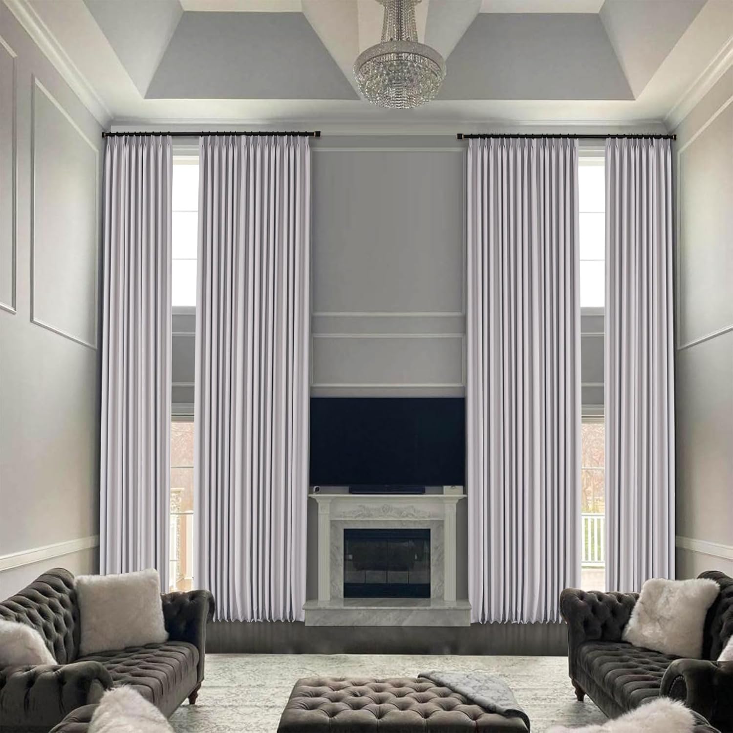 Fcosie 11ft Tall Pinch Pleated Curtains & Drapes for High