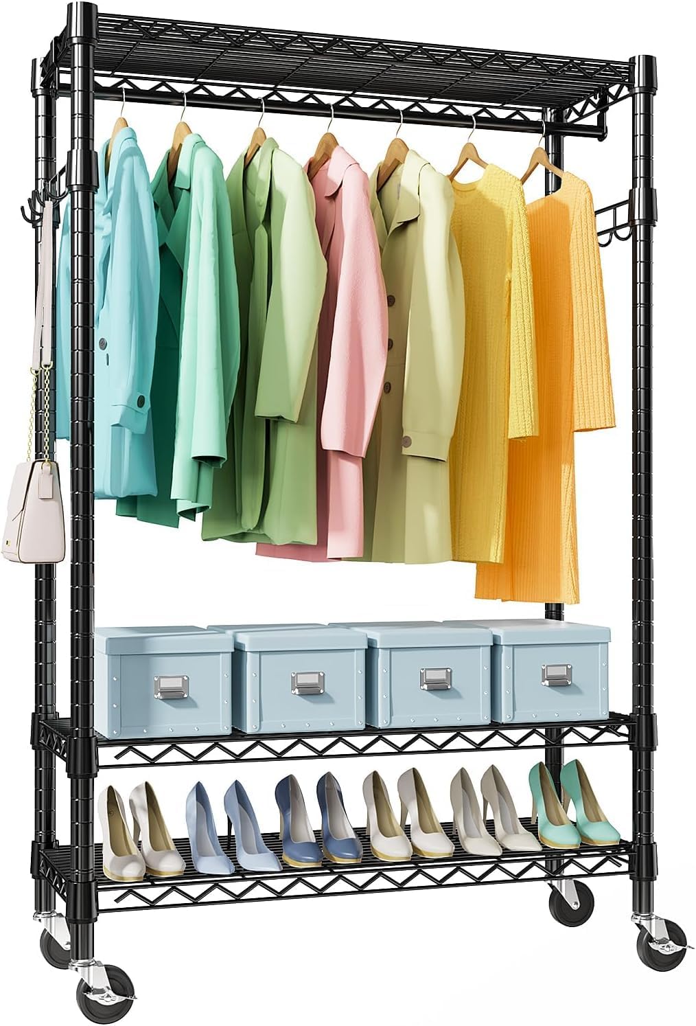 Amazon.com: GarveeLife SP-VC-Rolling Garment Rack 3 Tiers : Home & Kitchen